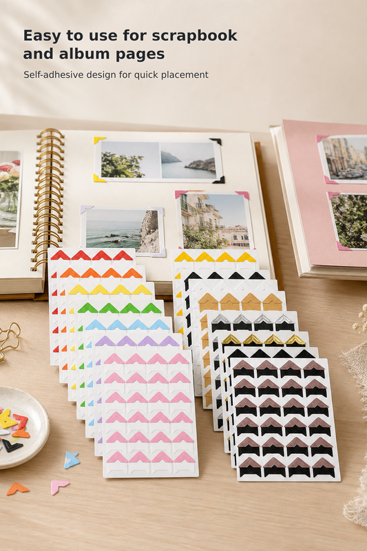 360-Piece Multicolor Self-Adhesive Photo Corners